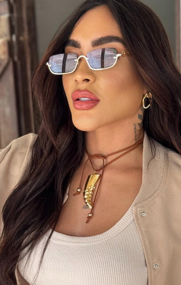 COLAR COURO BOHO CHIC